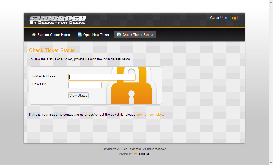 First Client osTicket Home Page